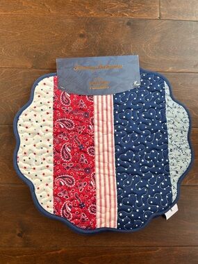 Tommy Bahama 4 Red White Blue Stars Stripes Placemats Quilted Americana 4th July